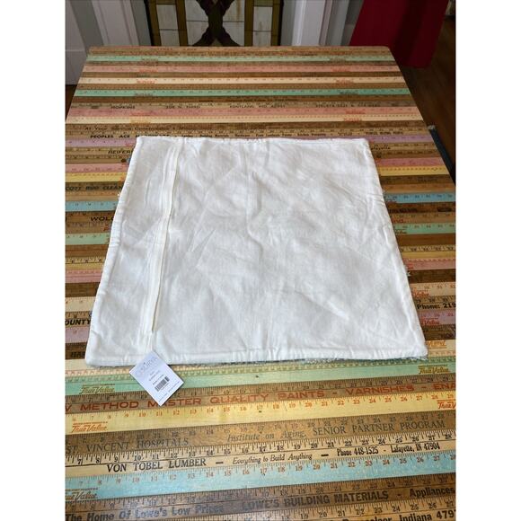 Surya Shaggy Texture White Blue Aztec Boho Tribal Pillow Cover 22x22 100% Cotton - Picture 2 of 10